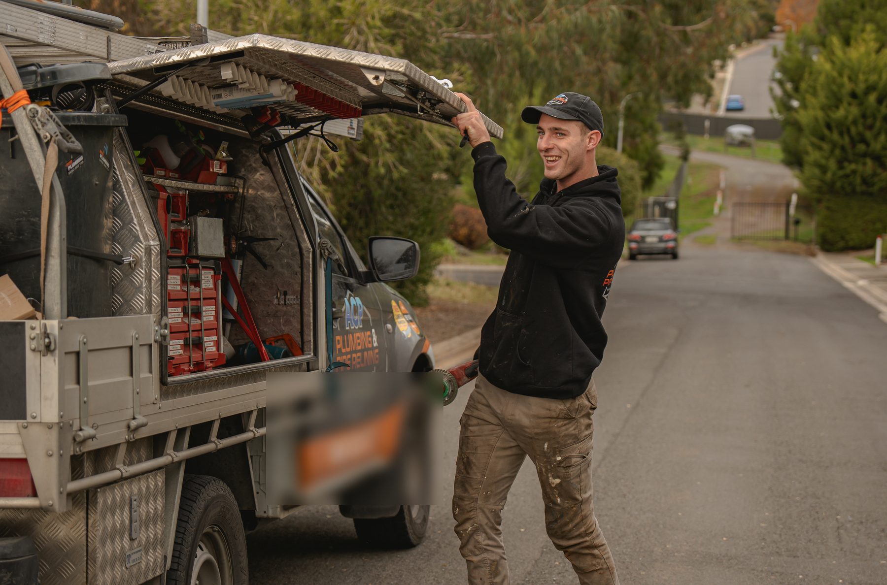 The ACP service van open on the street